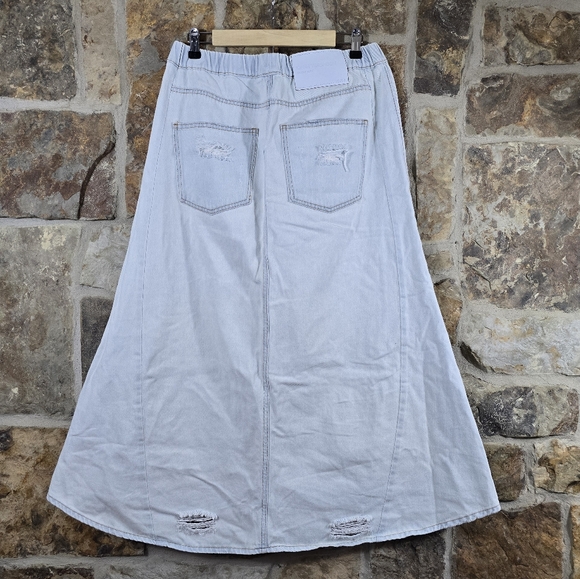NWT One Teaspoon Shabby Bel Air Blue Maxi Denim Jean Skirt - Picture 7 of 15